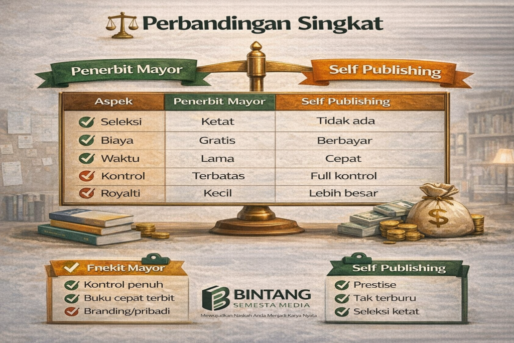 Self Publishing vs Penerbit Mayor: Mana yang Tepat untuk Anda?
